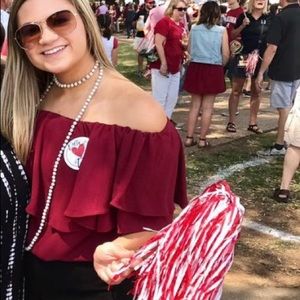 Red off the shoulder top
